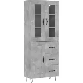 vidaXL Highboard Betongrau 69,5x34x180 cm Holzwerkstoff