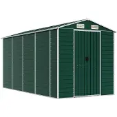 vidaXL Gerätehaus Grün 191x385x198 cm Verzinkter Stahl