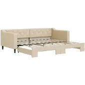 vidaXL Tagesbett Ausziehbar Creme 90x200 cm Stoff