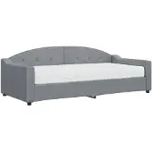 vidaXL Tagesbett mit Matratze Hellgrau 90x200 cm Stoff
