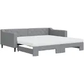 vidaXL Tagesbett Ausziehbar mit Matratze Hellgrau 100x200 cm Stoff