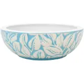 vidaXL Aufsatzwaschbecken Weiß und Blau Rund Ø41x14 cm Keramik