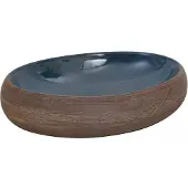 vidaXL Aufsatzwaschbecken Braun und Blau Oval 59x40x15 cm Keramik
