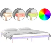 vidaXL Massivholzbett mit LEDs 180x200 cm