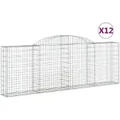 vidaXL Gabionen mit Hochbogen 12 Stk 300x30x100/120cm Verzinktes Eisen