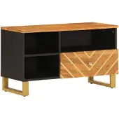 vidaXL TV-Schrank Braun und Schwarz 80x33,5x46 cm Massivholz Mango