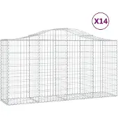 vidaXL Gabionen mit Hochbogen 14 Stk 200x50x100/120cm Verzinktes Eisen
