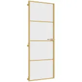 vidaXL Innentür Schlank Golden 76x201,5 cm Hartglas und Aluminium