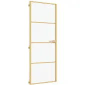 vidaXL Innentür Schlank Golden 76x201,5 cm Hartglas und Aluminium