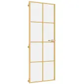 vidaXL Innentür Schlank Golden 76x201,5 cm Hartglas und Aluminium