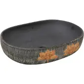 vidaXL Aufsatzwaschbecken Grau und Schwarz Oval 59x40x14 cm Keramik