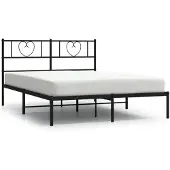 vidaXL Bettgestell mit Kopfteil Metall Schwarz 120x200 cm