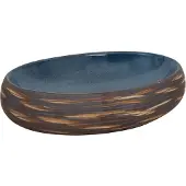 vidaXL Aufsatzwaschbecken Braun und Blau Oval 59x40x15 cm Keramik