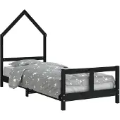vidaXL Kinderbett Schwarz 80x200 cm Massivholz Kiefer