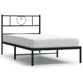 vidaXL Bettgestell mit Kopfteil Metall Schwarz 100x200 cm