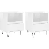 vidaXL Nachttische 2 Stk Hochglanz-Weiß 40x35x50 cm Holzwerkstoff Modell 8