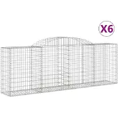 vidaXL Gabionen mit Hochbogen 6 Stk. 300x50x100/120cm Verzinktes Eisen