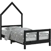vidaXL Kinderbett Schwarz 80x160 cm Massivholz Kiefer