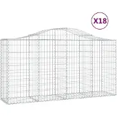 vidaXL Gabionen mit Hochbogen 18 Stk 200x50x100/120cm Verzinktes Eisen