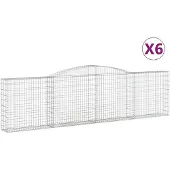 vidaXL Gabionen mit Hochbogen 6 Stk. 400x30x100/120cm Verzinktes Eisen