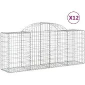vidaXL Gabionen mit Hochbogen 12 Stk. 200x50x80/100cm Verzinktes Eisen