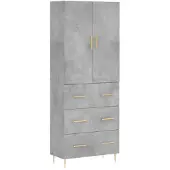 vidaXL Highboard Betongrau 69,5x34x180 cm Holzwerkstoff