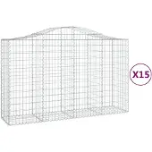 vidaXL Gabionen mit Hochbogen 15Stk. 200x50x120/140cm Verzinktes Eisen