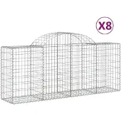 vidaXL Gabionen mit Hochbogen 8 Stk. 200x50x80/100 cm Verzinktes Eisen