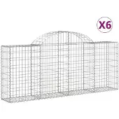 vidaXL Gabionen mit Hochbogen 6 Stk. 200x30x80/100 cm Verzinktes Eisen