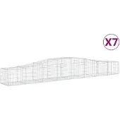 vidaXL Gabionen mit Hochbogen 7 Stk. 400x50x40/60cm Verzinktes Eisen