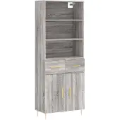 vidaXL Highboard Grau Sonoma 69,5x34x180 cm Holzwerkstoff