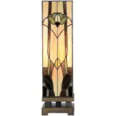 Clayre & Eef Tiffany Tischlampe 15x15x54 cm Beige Braun Glas