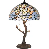 Clayre & Eef Tiffany Tischlampe Ø 40x60 cm Blau Glas Schmetterlinge