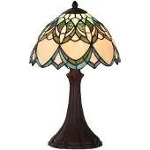 Clayre & Eef Tiffany Tischlampe Ø 25x42 cm Beige Blau Glas