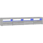 vidaXL TV-Schrank mit LED-Leuchten Grau Sonoma 240x35x40 cm