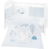 Kikkaboo Bettwäsche 4-teilig Decke 135 x 95 cm Bezug Nestchen Bett 120 x 60 cm blau
