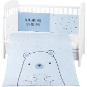 Kikkaboo Kinderbettwäsche Bär 3-tlg. Decke 135 x 95 cm Nestchen Bett 140 x 70 cm blau