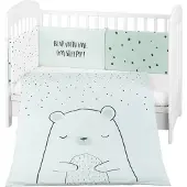 Kikkaboo Kinderbettwäsche Bär 3-tlg. Decke 135 x 95 cm Nestchen Bett 140 x 70 cm grün