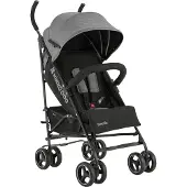 Kikkaboo Kinderwagen Käfer, Stahlrahmen, Korb, abnehmbare Vorderräder, Fußstütze dunkelgrau