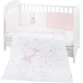 Kikkaboo Bettwäsche 4-teilig Decke 135 x 95 cm Bezug Nestchen Bett 120 x 60 cm rosa