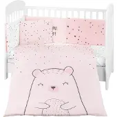 Kikkaboo Kinderbettwäsche Bär 6tlg. Decke 135 x 95 Kissen 45 x 35 Laken 140 x 70 rosa