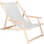 Springos Liegestuhl Klappbar Strandliege Campingstuhl Gartenstuhl Holz - Hellgrau