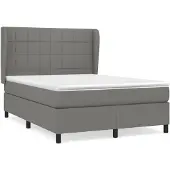 vidaXL Boxspringbett mit Matratze Dunkelgrau 140x190 cm Stoff