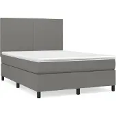 vidaXL Boxspringbett mit Matratze Dunkelgrau 140x190 cm Stoff