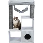 Trixie Kratzbaum mit Regalfunktion, Katzenkratzbaum, Freistehend, Grau, Polyester, Handwäsche, 11 cm