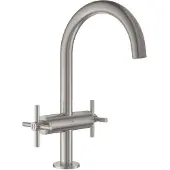 GROHE Waschtisch-Einlochbatterie Atrio 21144, L-Size, mit Kreuzgriffen, Push-open Ablaufgarnitur 1 1/4'', supersteel