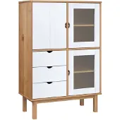 vidaXL Highboard OTTA Braun&Weiß 85x43x125 cm Massivholz Kiefer