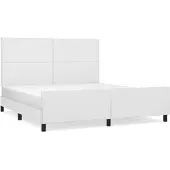 vidaXL Bettgestell mit Kopfteil Weiß 160x200 cm Kunstleder