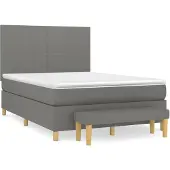 vidaXL Boxspringbett mit Matratze Dunkelgrau 140x190 cm Stoff