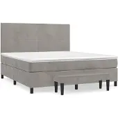 vidaXL Boxspringbett mit Matratze Hellgrau 160x200 cm Samt
